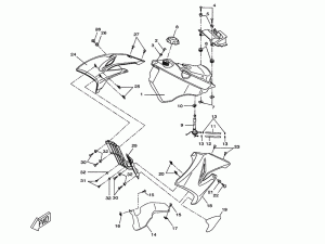 Yamaha Sprängskiss - Bensintank (DT50)