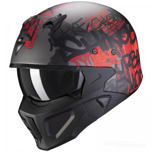 Scorpion COVERT-X MC-Hjälm (Wall) Mörk Matt Silver, Röd