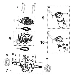 Peugeot Sprängskiss - Cylinder / Vevparti