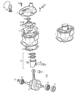 Piaggio Group Sprängskiss - Cylinder/Vevparti (D50B0) - Euro2/3