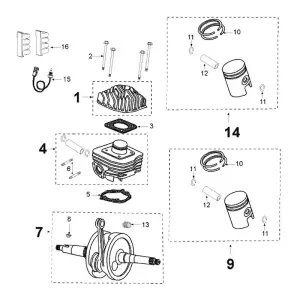 Peugeot Sprängskiss - Cylinder / Vevparti