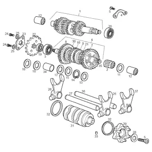 Piaggio Group Sprängskiss - Transmission (D50B0) - Euro2/3