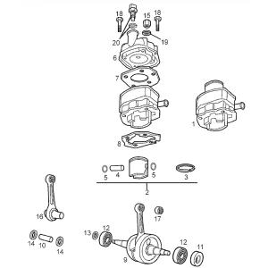 Piaggio Group Sprängskiss - Cylinder/Vevparti (EBE050)
