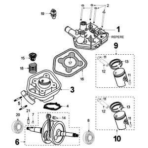 Peugeot Sprängskiss - Cylinder / Vevparti