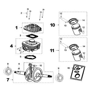 Peugeot Sprängskiss - Cylinder / Vevparti