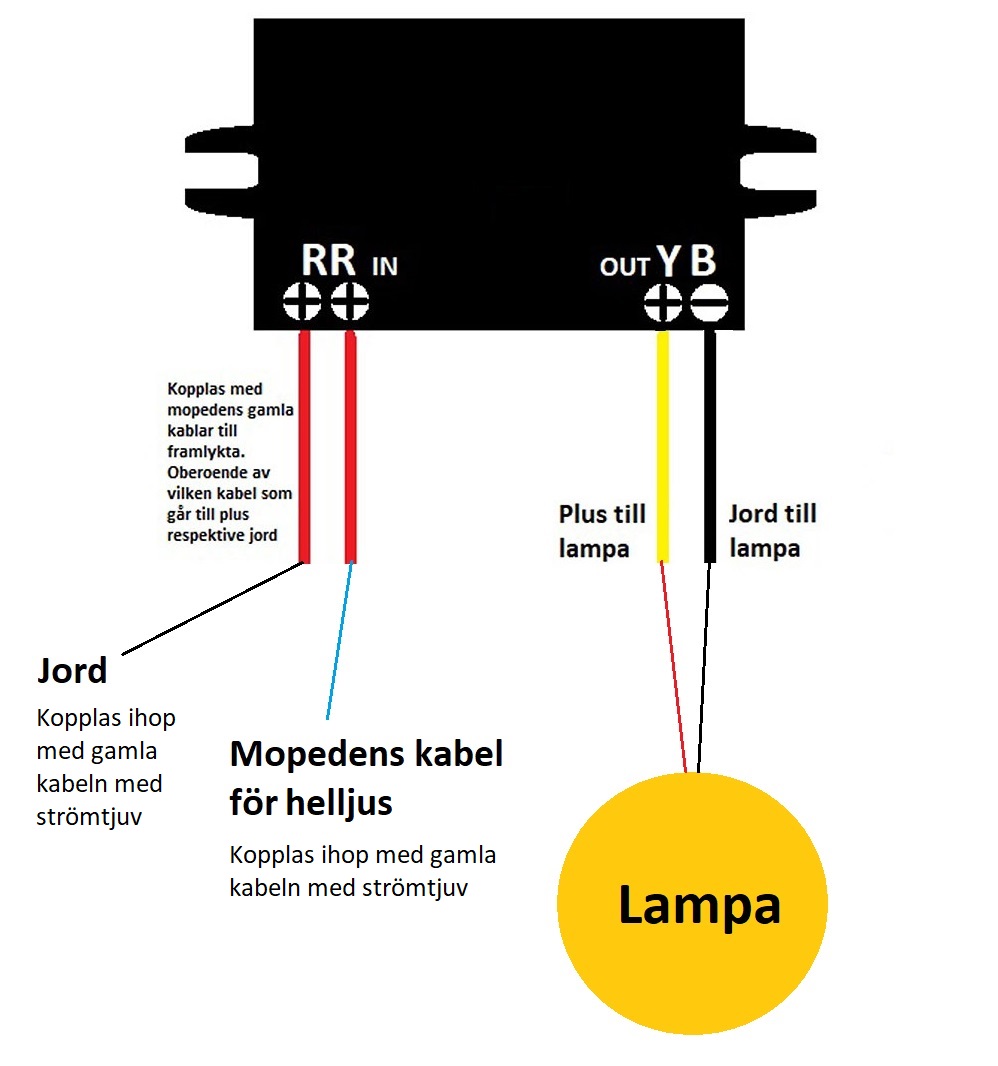 Koppla in extraljus tillsammans med originallyktan