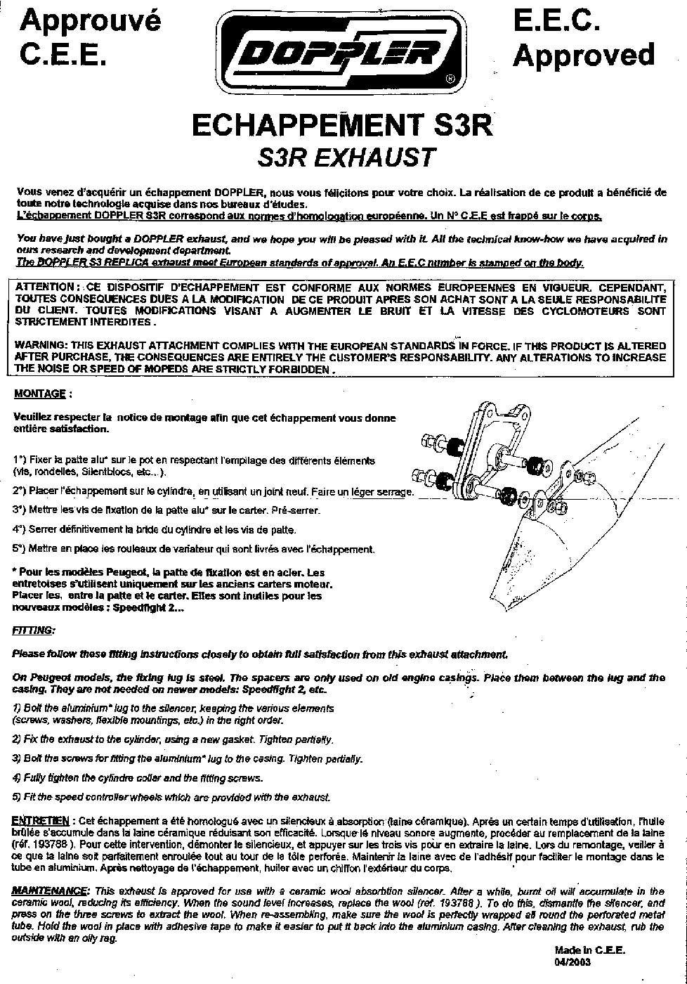 Doppler Avgassystem (S3R) Verni