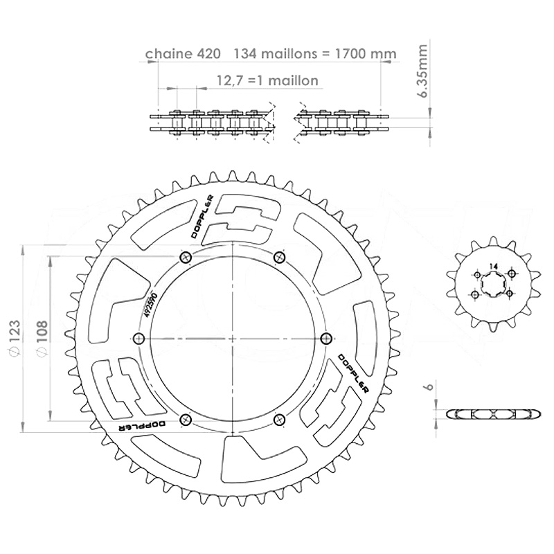 Doppler Drevkit (420) 14-53 - ALU