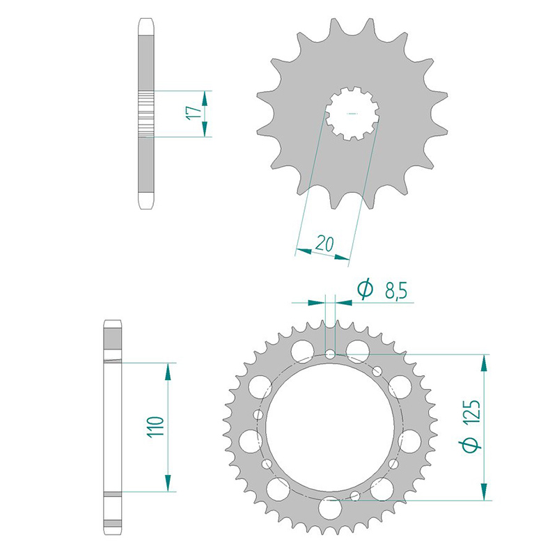 Doppler Drevkit (428) ALU - Blå