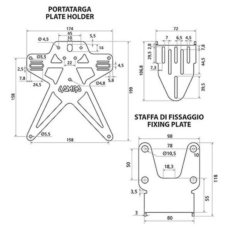 Lampa Nummerplåtshållare (Universell) Aero-X EVO 1