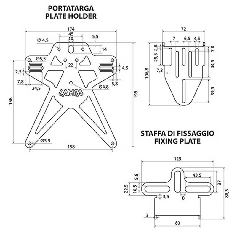 Lampa Nummerplåtshållare (Universell) Aero-X EVO 7