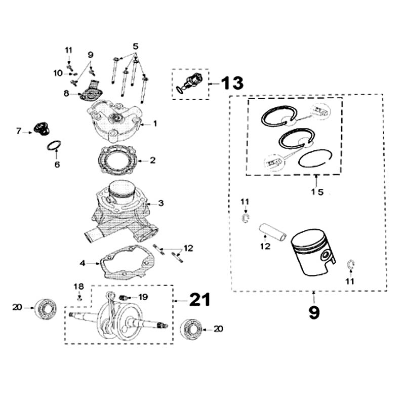 Peugeot Sprängskiss - Cylinder / Vevparti