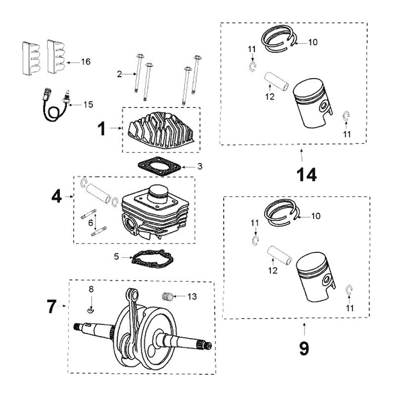 Peugeot Sprängskiss - Cylinder / Vevparti