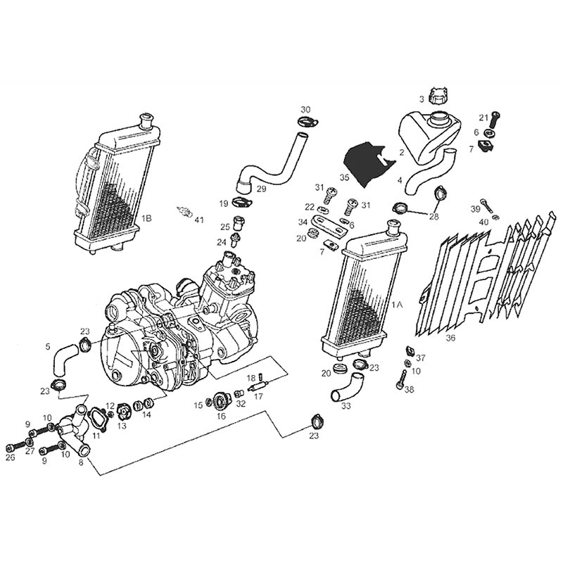 Piaggio Group Sprängskiss - Vattenpump / Kylare (EBE050)
