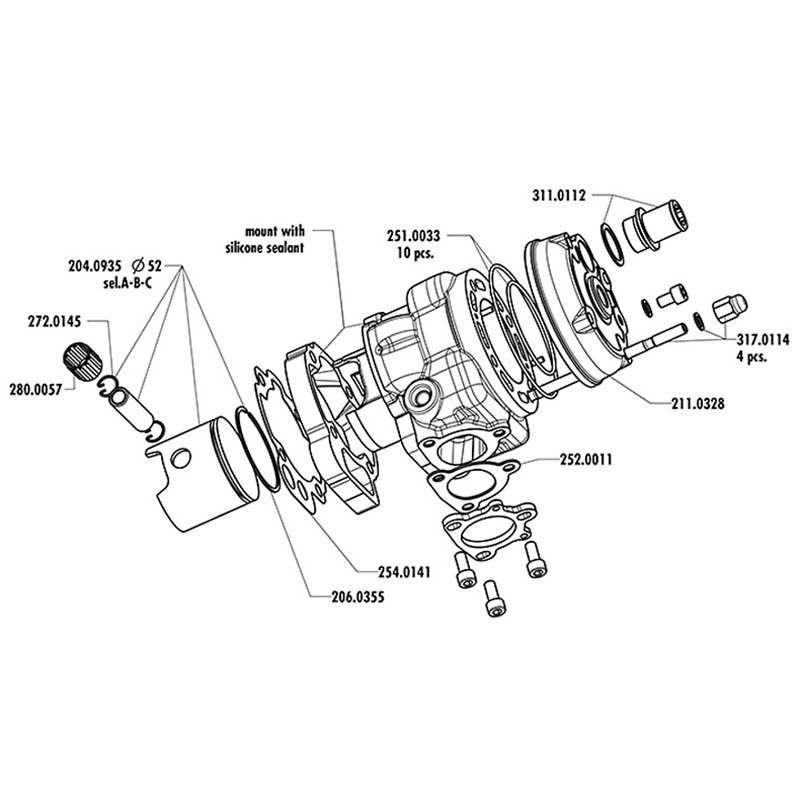 Polini Cylinderkit (Big Evolution) 93,4cc - AM6