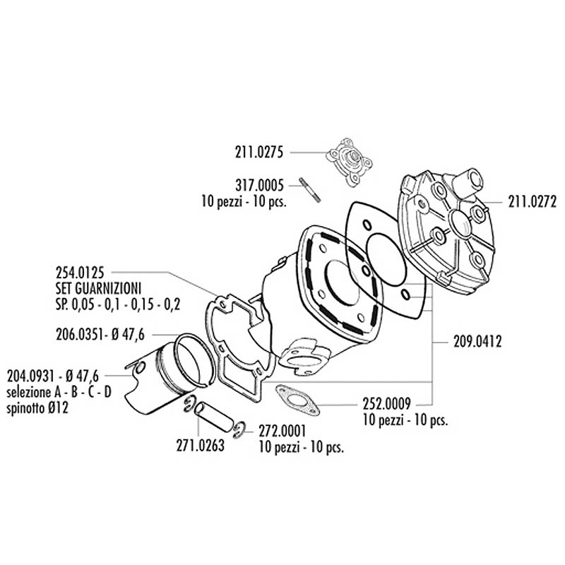 Polini Cylinderkit (Evolution 3) 70cc (12 mm)