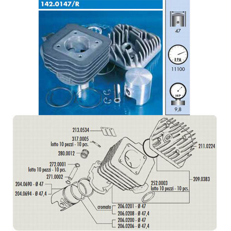 Polini Cylinderkit (Corsa) 70cc