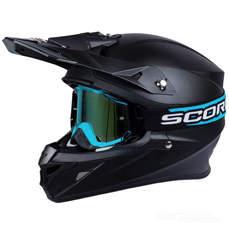 Scorpion Crossglasgon Goggles (E18) Cyanbl, Svart