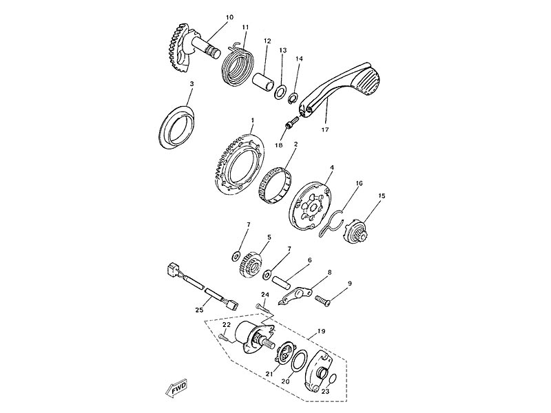 Yamaha Sprängskiss - Startmotor/kick (Minarelli - MY)