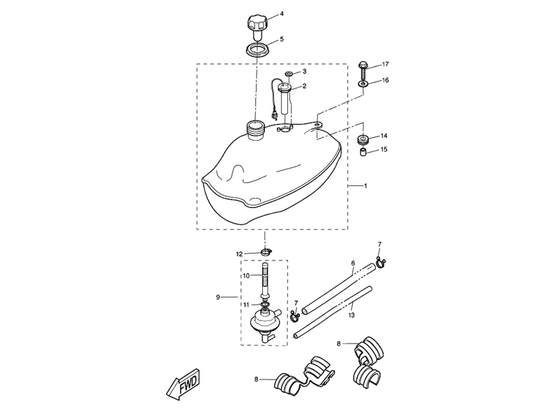 Yamaha Sprängskiss - Bensintank (Slider) 04-->