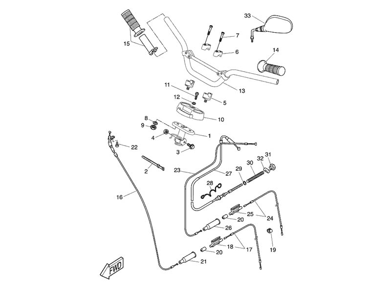 Yamaha Sprängskiss - Styret Slider (04-12)