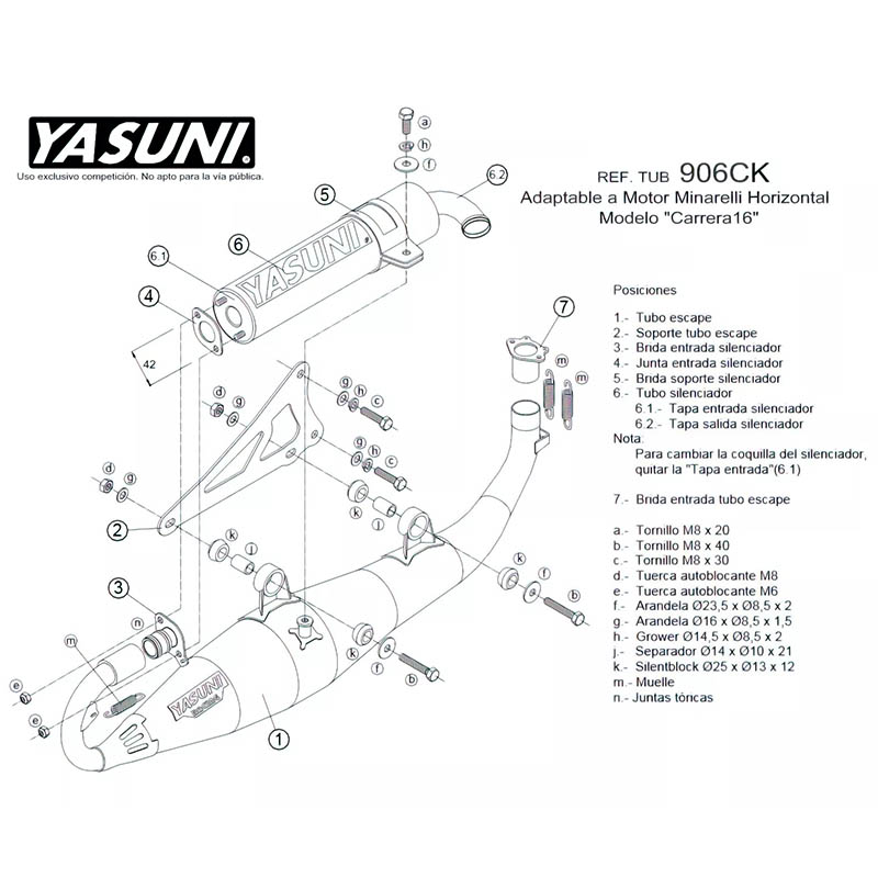 Yasuni Avgassystem (Carrera 16) Kolfiber/Kevlar