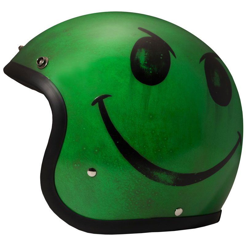 DMD Vintage Öppen MC-hjälm (Handmade) Smile, Grön
