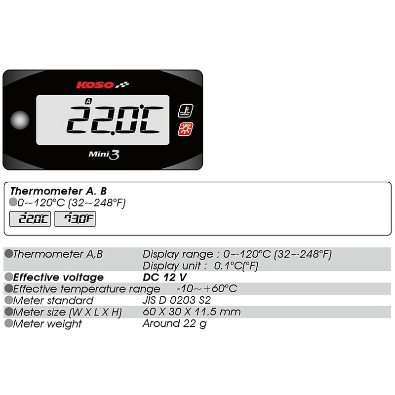 Koso Temperaturmätare (Mini 3)