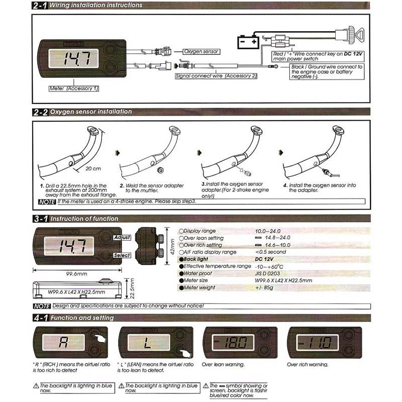 Koso A/F Ratio / Lambdamtare (2-takt racing)