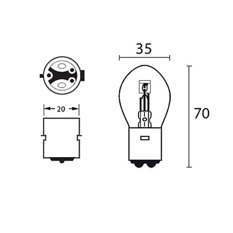 Division Halogenlampa (BA20D) 12V 35/35W