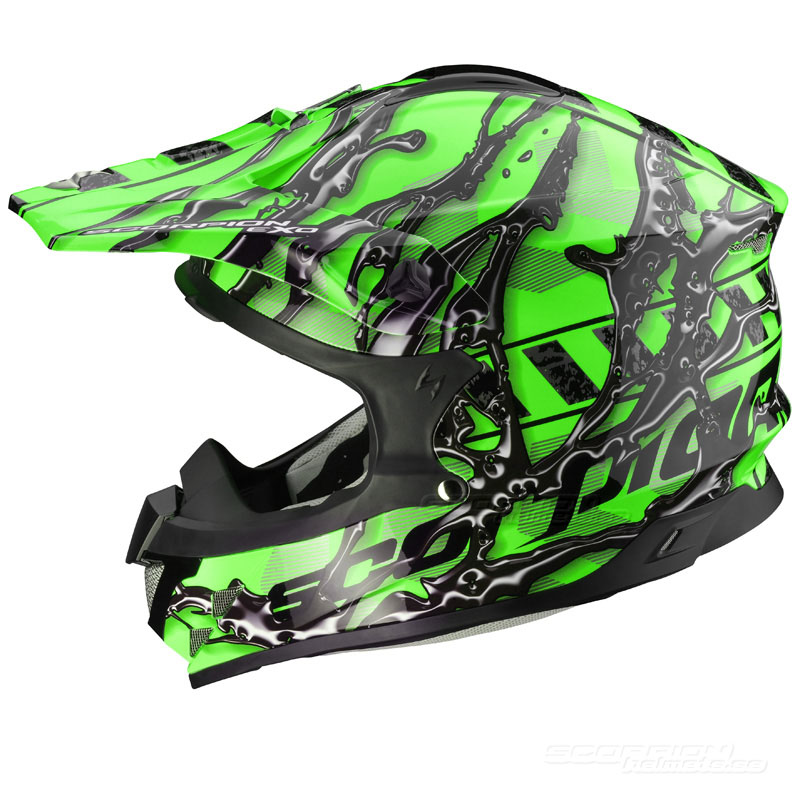 Scorpion VX-15 Mopedhjälm Cross (Oil) Neongrön (Sista storlekarna L, XL & XXL)