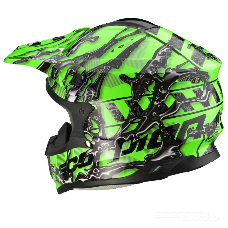 Scorpion VX-15 Mopedhjälm Cross (Oil) Neongrön (Sista storlekarna L, XL & XXL)