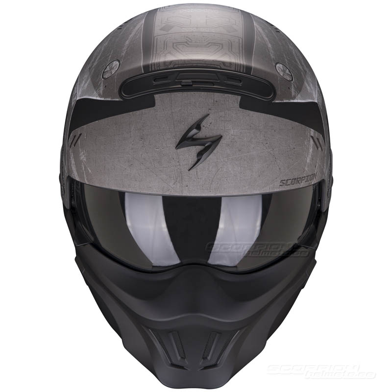 Scorpion EXO-COMBAT EVO Fighter MC-Hjälm (Incurion) Matt Silver, Svart