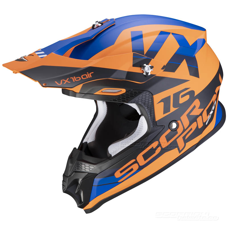 Scorpion VX-16 Crosshjälm (X-Turn) Matt Orange, Blå