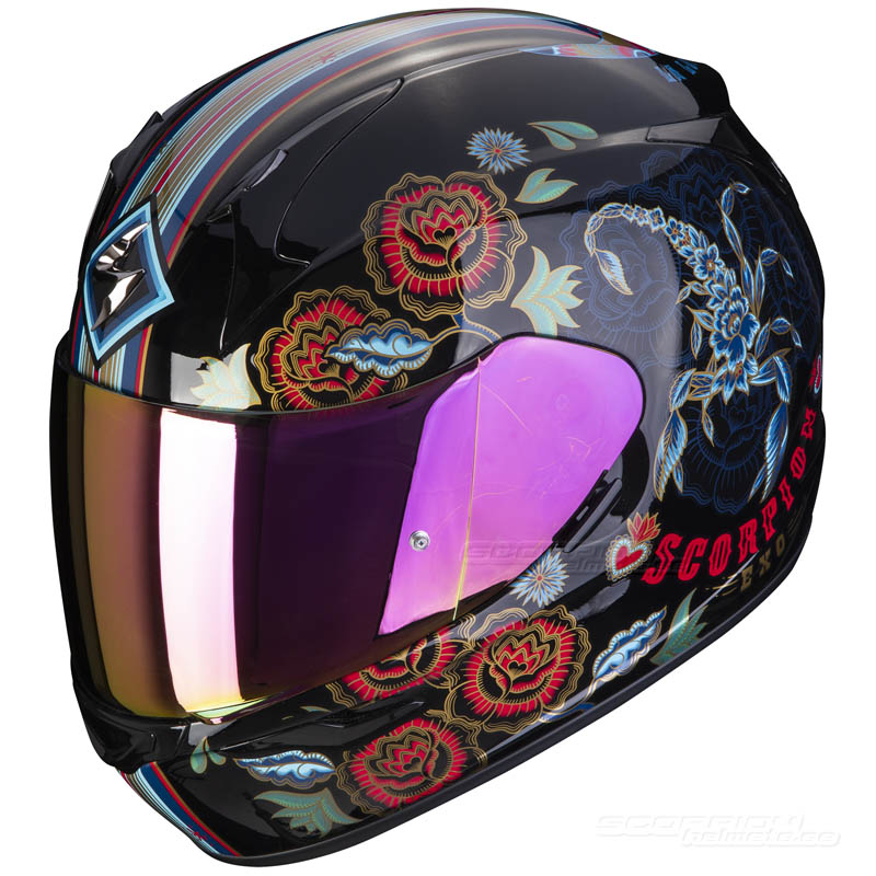 Scorpion EXO-390 MC-Hjälm (Chica II) Svart, Blå, Röd (Sista storlekarna XS & S)