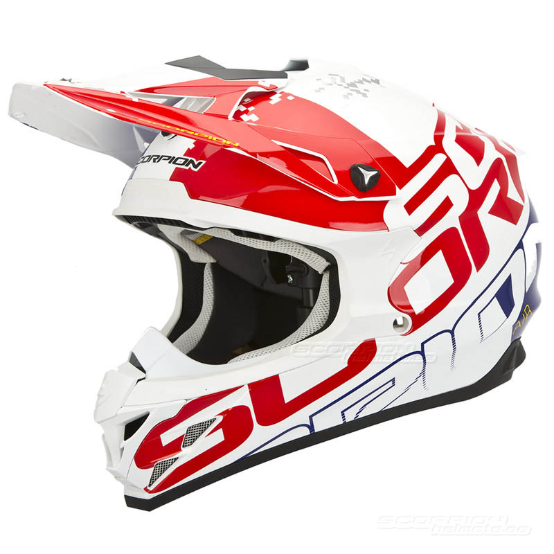 Scorpion VX-15 EVO Crosshjlm MX (Grid) Vit, Rd, Bl