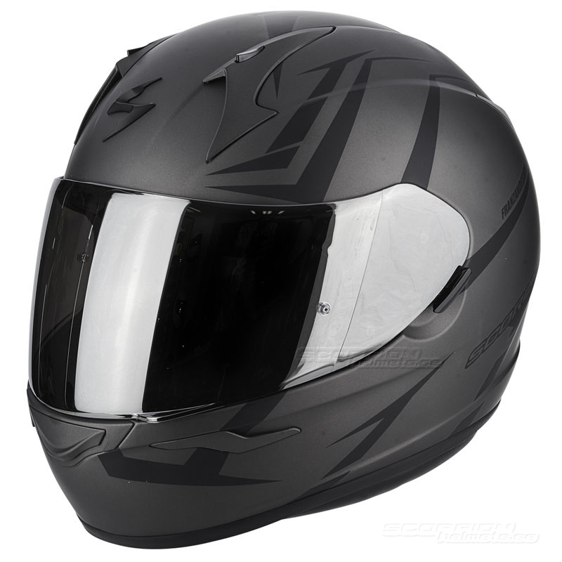 Scorpion EXO-390 Hjälm (Hawk) Mörk mattsilver, Svart
