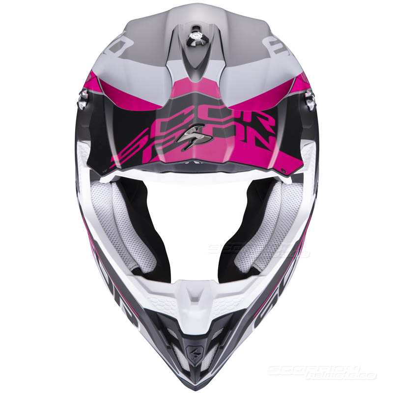 Scorpion VX-16 Crosshjälm (Arhus) Mattsilver, Svart, Rosa