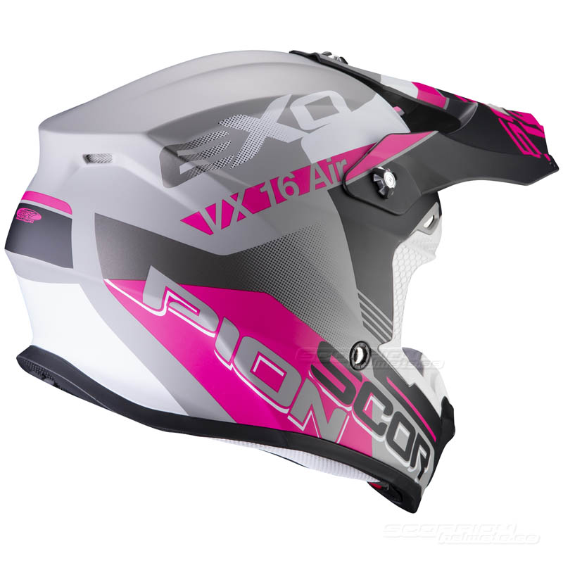 Scorpion VX-16 Crosshjälm (Arhus) Mattsilver, Svart, Rosa
