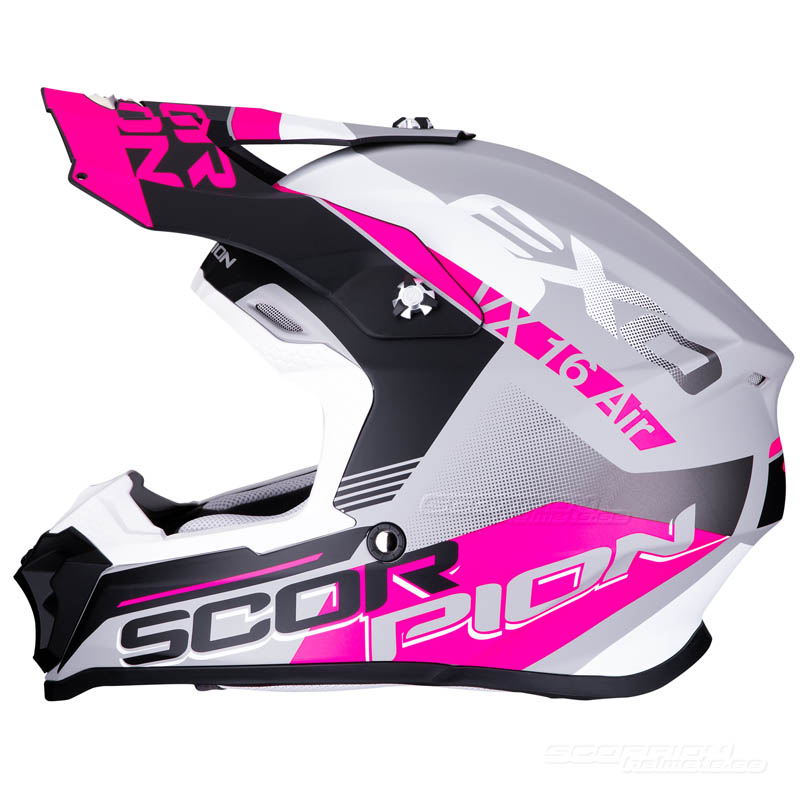 Scorpion VX-16 Crosshjälm (Arhus) Mattsilver, Svart, Rosa