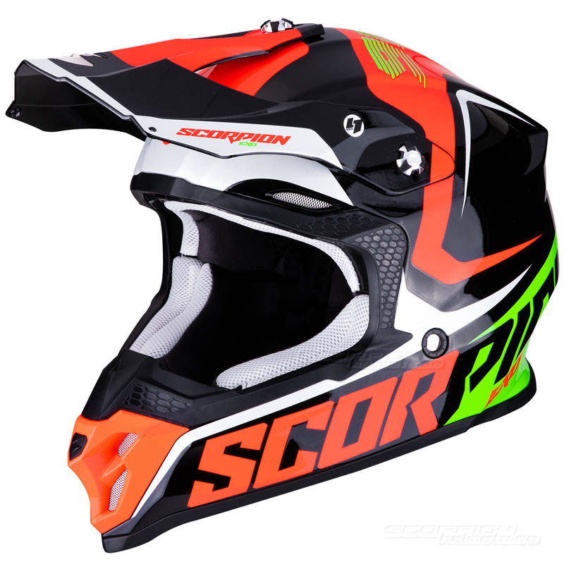 Scorpion VX-16 Crosshjlm moped (Ernee) Svart, Neonrd, Grn