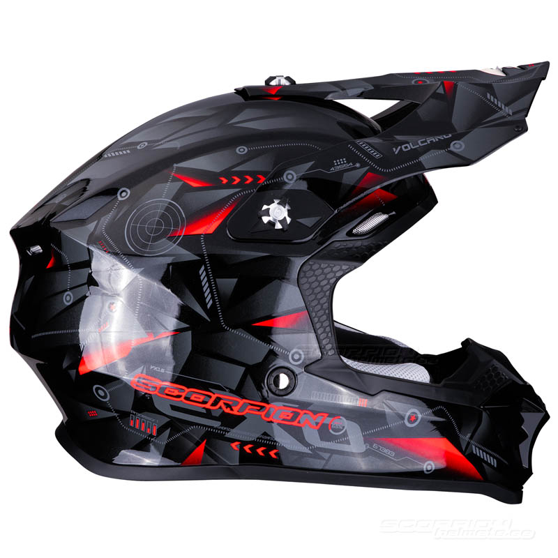 Scorpion VX-16 Crosshjälm (Punch) Svart, Silver, Röd