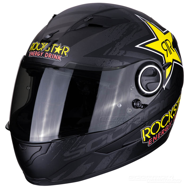 Scorpion EXO-490 MC-Hjälm (Rockstar) Mattsvart, Gul, Röd