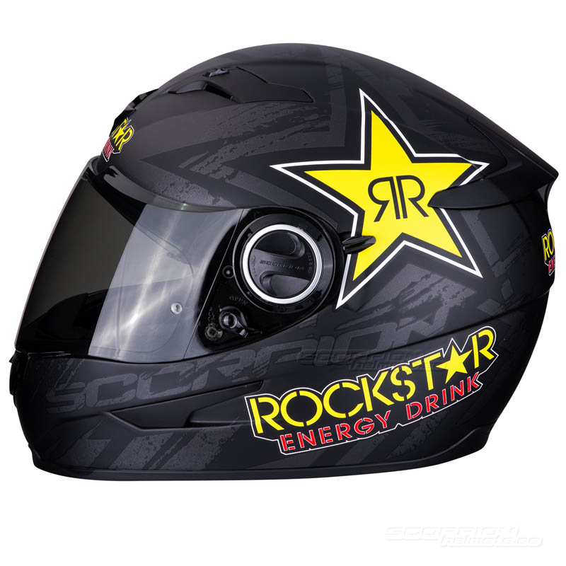 Scorpion EXO-490 MC-Hjälm (Rockstar) Mattsvart, Gul, Röd