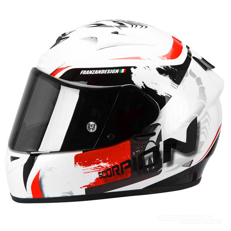 Scorpion EXO-710 Hjälm Race/Gata (Cerberus) Pärlvit, Röd