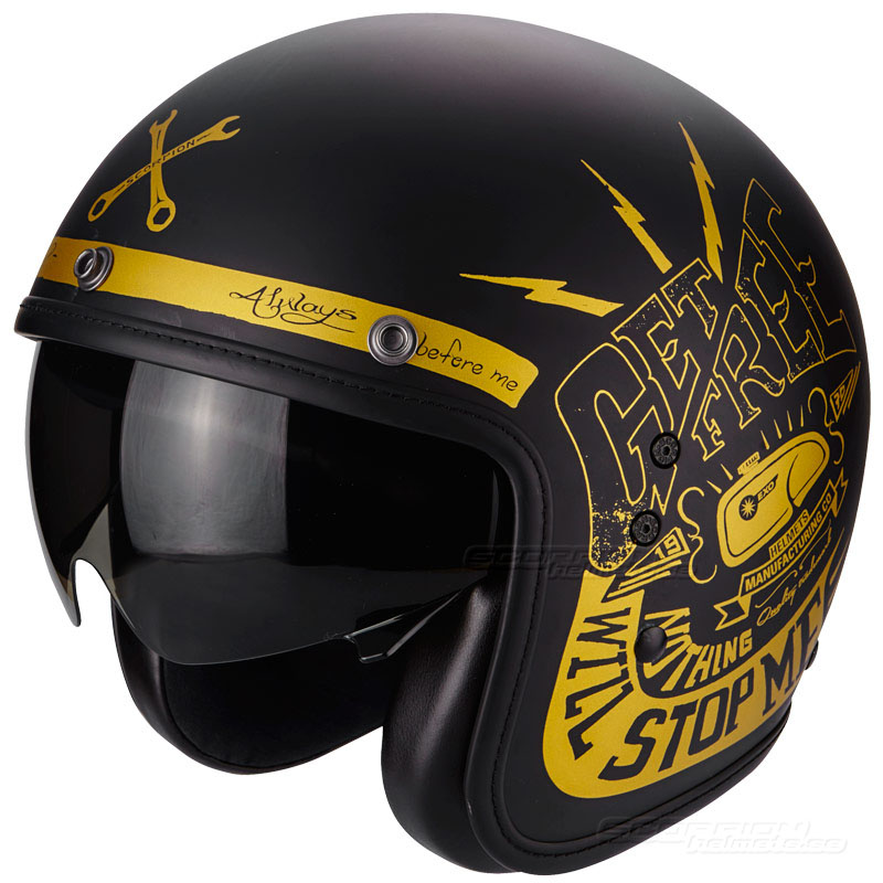 Scorpion Belfast Öppen Hjälm (Fender) Mattsvart, Guld