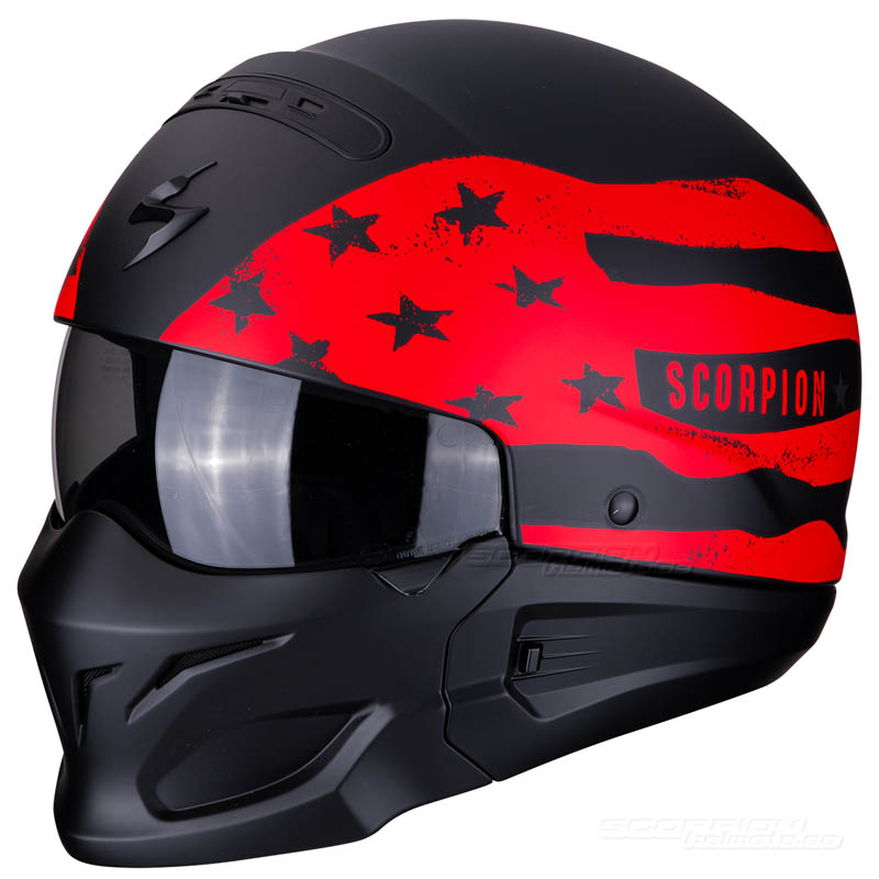 Scorpion EXO-COMBAT Streetfighter Hjälm (Rookie) Mattsvart, Röd