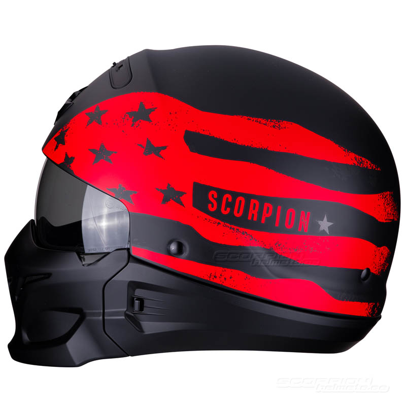 Scorpion EXO-COMBAT Streetfighter Hjälm (Rookie) Mattsvart, Röd