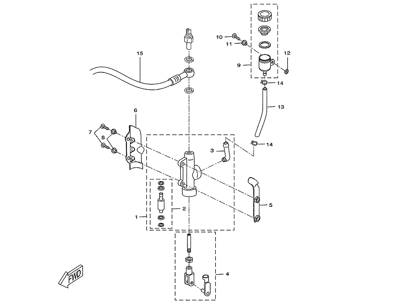 Yamaha Huvudbromscylinder, bak (1D4F583V00)