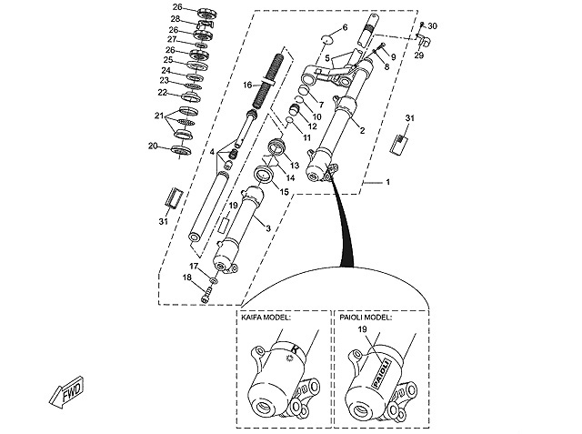 Yamaha Yttre gaffelben,Vnster (5BRF312600)